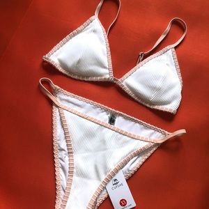 White Ribbed Bikini